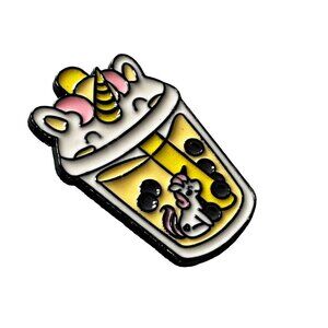 Unicorn Boba Tea Lapel Pin Pearl Tea Bubble Tea Brooch Pin Accessories Jewelry